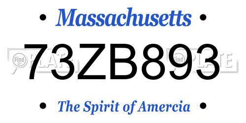 73ZB893 Massachusetts License Plate