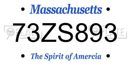 73ZS893 Massachusetts License Plate