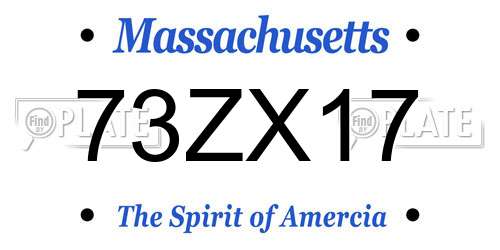 73ZX17 Massachusetts License Plate