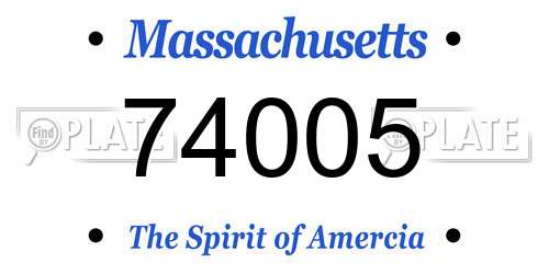 74005 Massachusetts License Plate