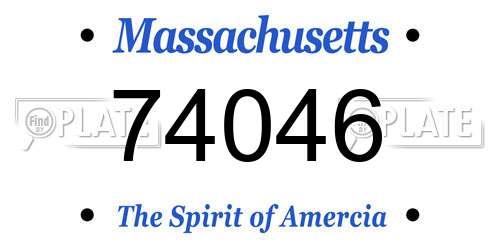74046 Massachusetts License Plate