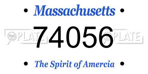 74056 Massachusetts License Plate