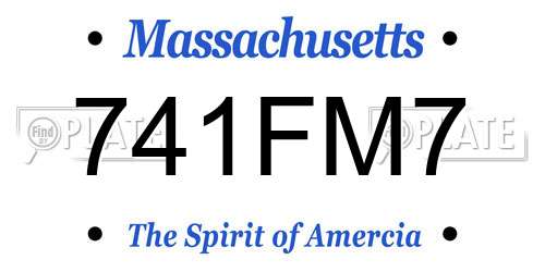 741FM7 Massachusetts License Plate