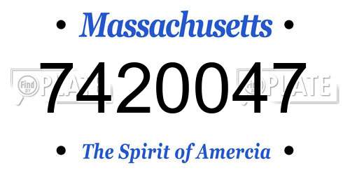 7420047 Massachusetts License Plate