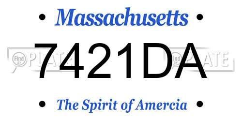 7421DA Massachusetts License Plate