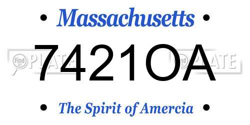 7421OA Massachusetts License Plate