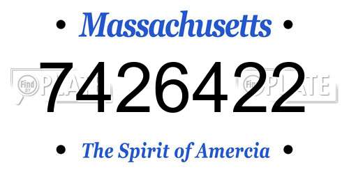 7426422 Massachusetts License Plate
