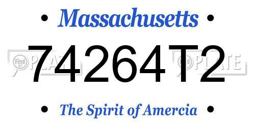 74264T2 Massachusetts License Plate
