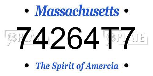 74264T7 Massachusetts License Plate