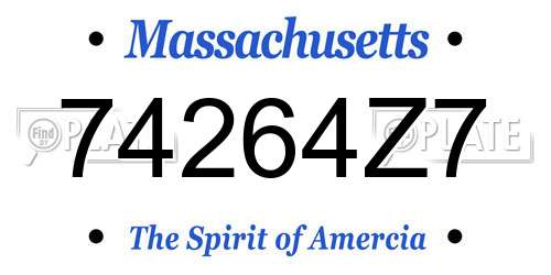74264Z7 Massachusetts License Plate