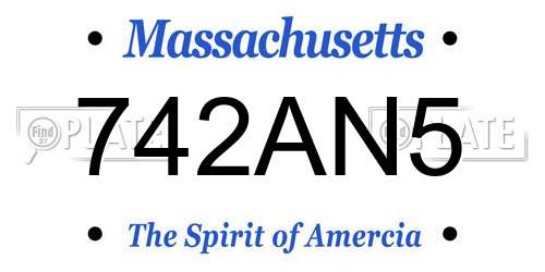 742AN5 Massachusetts License Plate