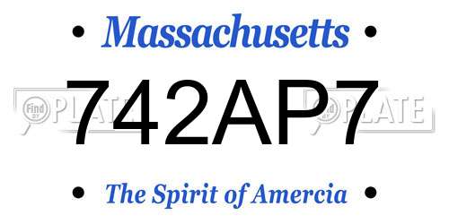 742AP7 Massachusetts License Plate
