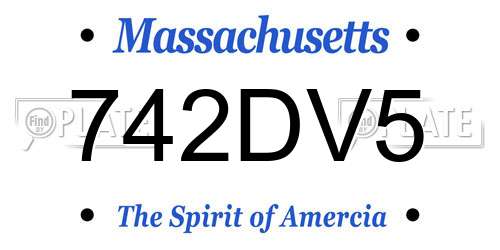 742DV5 Massachusetts License Plate