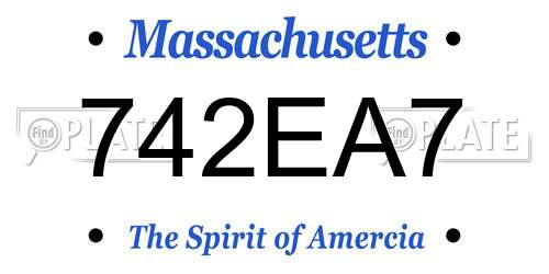 742EA7 Massachusetts License Plate