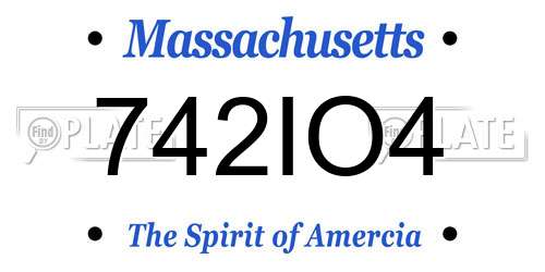 742IO4 Massachusetts License Plate