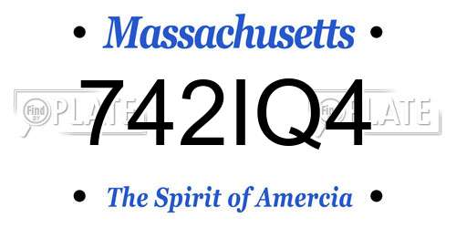 742IQ4 Massachusetts License Plate