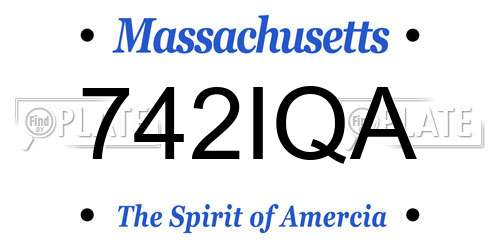 742IQA Massachusetts License Plate