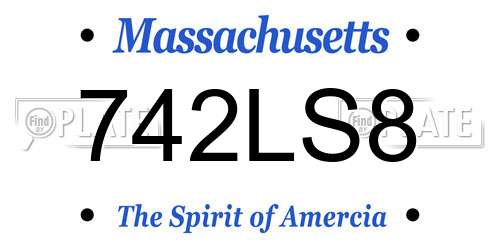 742LS8 Massachusetts License Plate