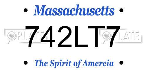 742LT7 Massachusetts License Plate