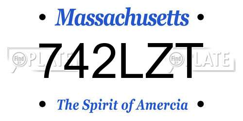 742LZT Massachusetts License Plate