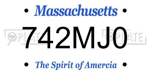 742MJ0 Massachusetts License Plate
