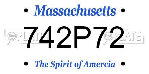 742P72 Massachusetts License Plate