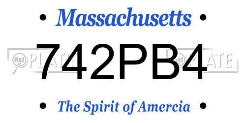 742PB4 Massachusetts License Plate