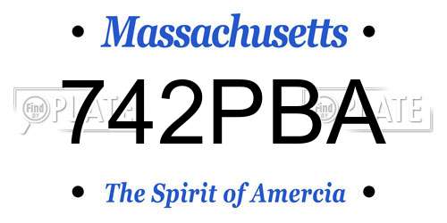 742PBA Massachusetts License Plate