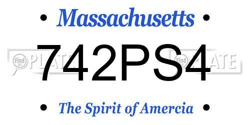 742PS4 Massachusetts License Plate