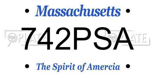 742PSA Massachusetts License Plate