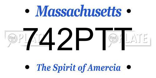 742PTT Massachusetts License Plate