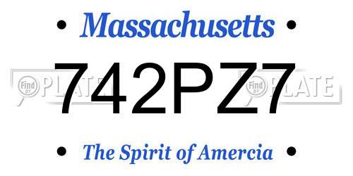 742PZ7 Massachusetts License Plate