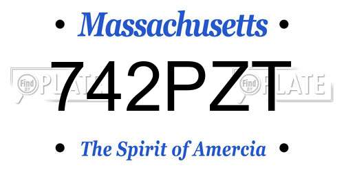 742PZT Massachusetts License Plate