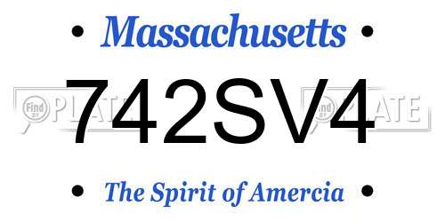 742SV4 Massachusetts License Plate