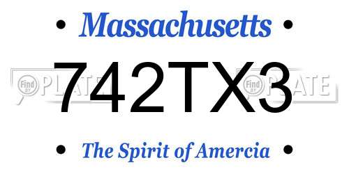 742TX3 Massachusetts License Plate
