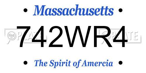 742WR4 Massachusetts License Plate