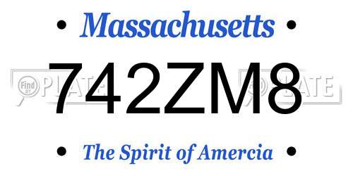 742ZM8 Massachusetts License Plate