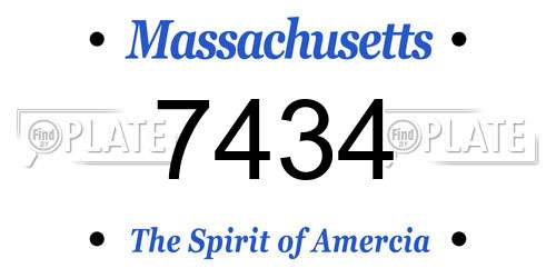 7434 Massachusetts License Plate