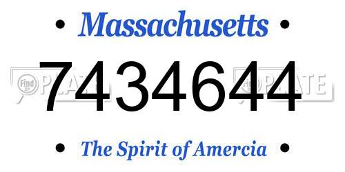 7434644 Massachusetts License Plate