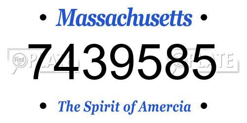 7439585 Massachusetts License Plate