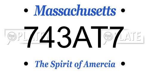 743AT7 Massachusetts License Plate