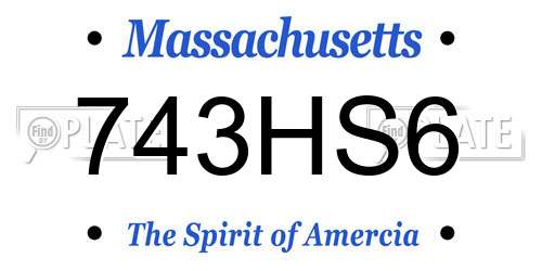 743HS6 Massachusetts License Plate