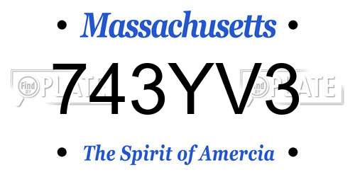 743YV3 Massachusetts License Plate