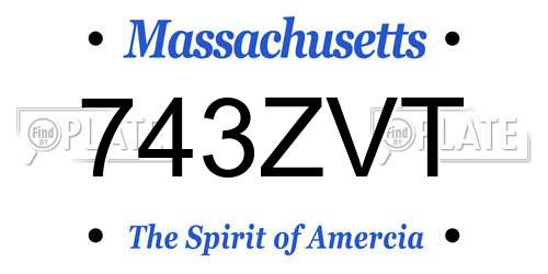 743ZVT Massachusetts License Plate