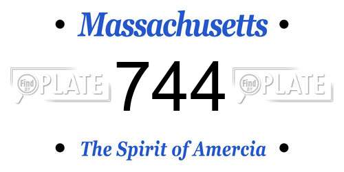 744 Massachusetts License Plate