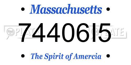 74406I5 Massachusetts License Plate