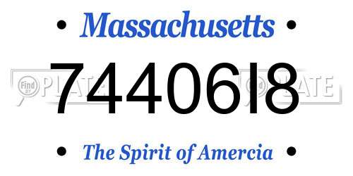 74406I8 Massachusetts License Plate