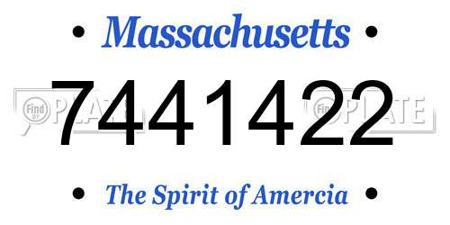 7441422 Massachusetts License Plate