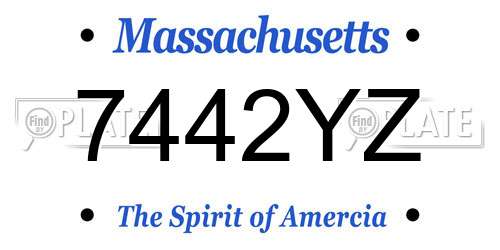 7442YZ Massachusetts License Plate