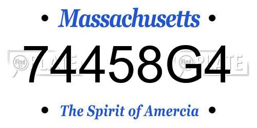 74458G4 Massachusetts License Plate
